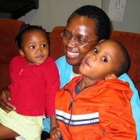 Kuku (grandmother) with Chedu and Nyaladzi