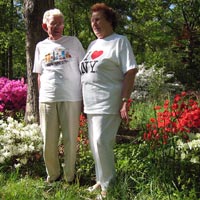 Axel and Gudrun inspecting our azaleas