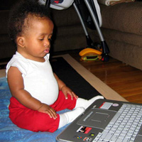 Asali using her computer