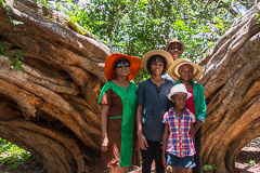 Majaha family at
              Livingstone's tree